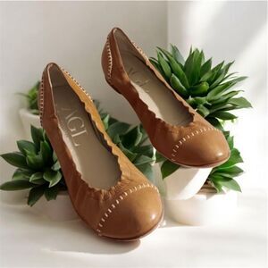 AGL Attilio Giusti Leombrun Women's Tan Leather Flats Made in Italy  - 36.5